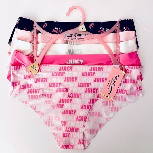 NWT Juicy Couture M Colorful Signature I’m so Juicy Stretchy 5 Bikini Panty Pack - Picture 1 of 13